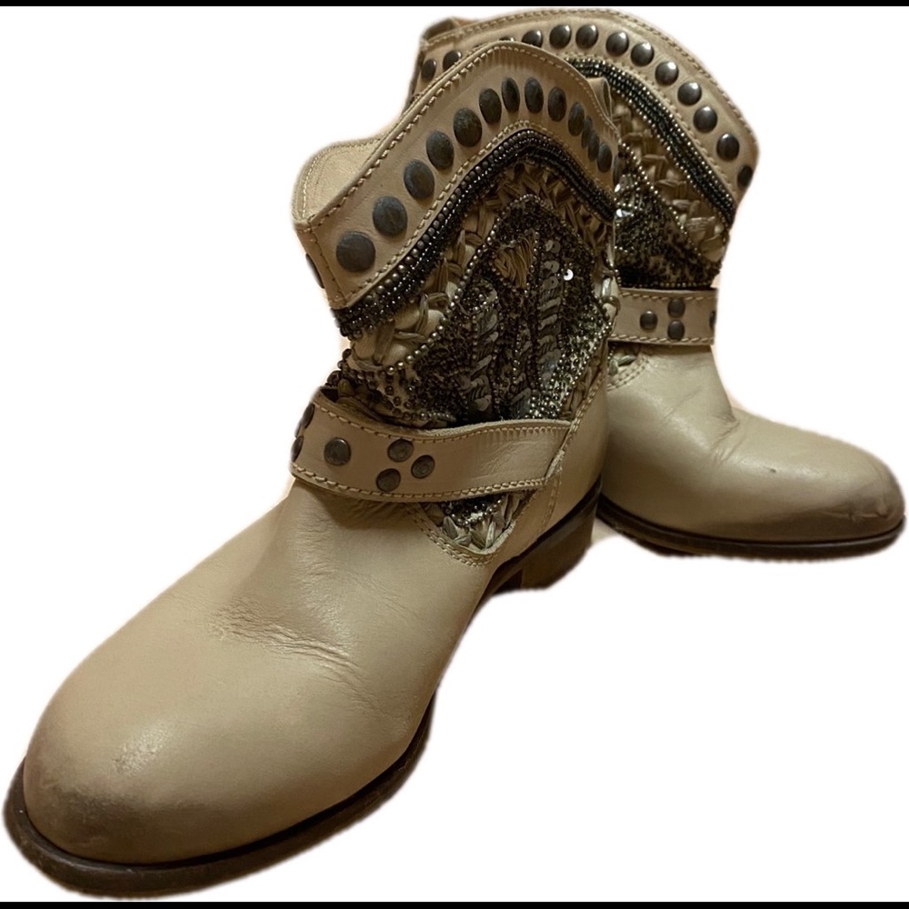 Sequin Embellished Aged Ankle Boots